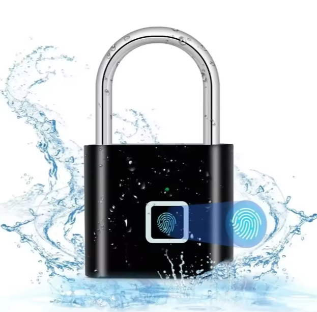 Smart Fingerprint Padlock – USB Rechargeable Keyless Lock (Black)