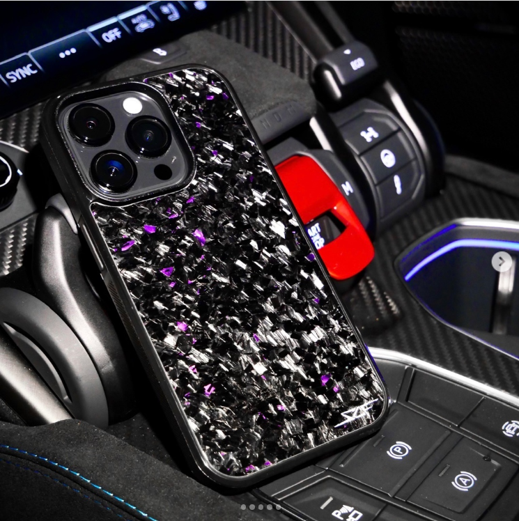 Funda Premium para iPhone con Textura Mármol Obsidiana Violeta