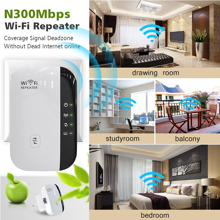 300Mbps Wi‑Fi Repeater & Signal Extender – Dual Mode (Repeater/AP) with WPS and RJ45 Port