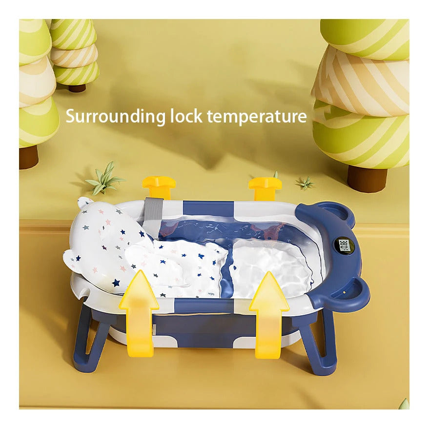 Babies Portable Square Folded Plastic Bathtub Set